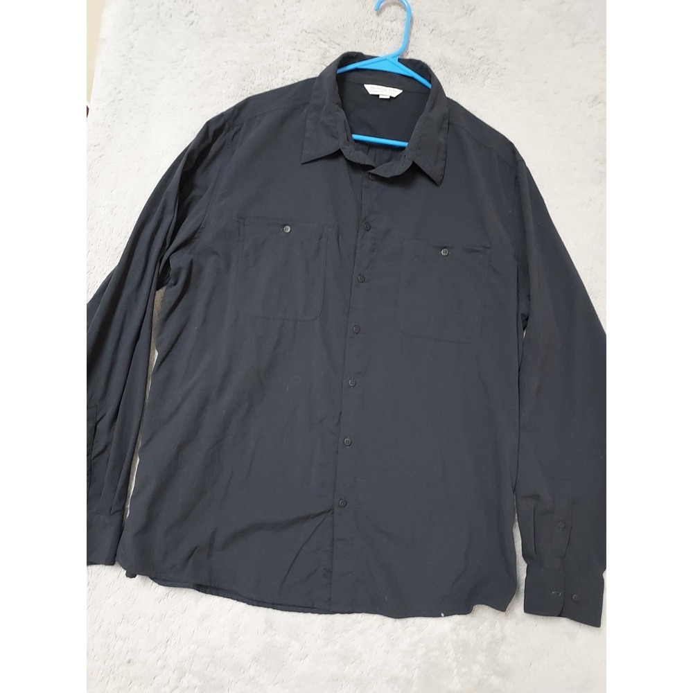 Clothing Arts Shirt Men XXL 2XL 3 Pick Pocket Proof Travel Long Sleeve Navy Blue